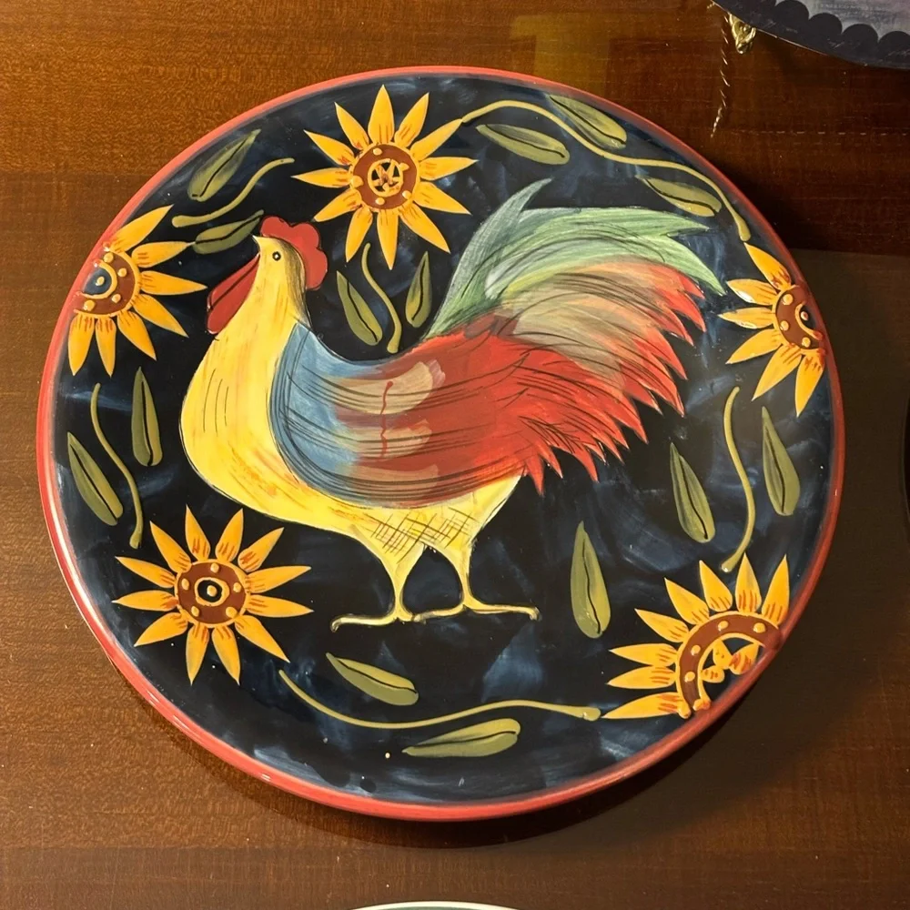 Mixed Set of Decorative Rooster Chicken Dessert‎ Plates